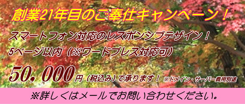 創業20年目のご奉仕キャンペーン！